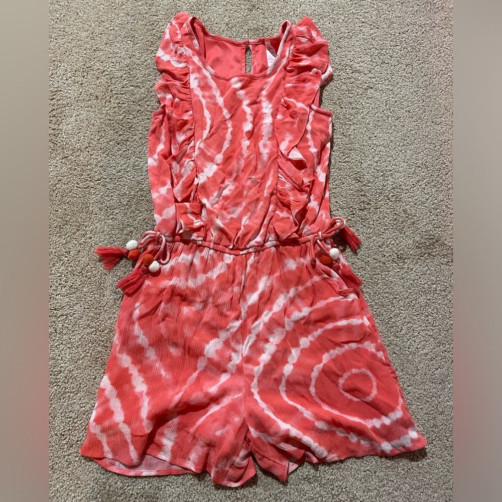 Coral tie Dye Girls Size 12 Romper